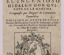 Portada antigua de Don Quijote de la Mancha