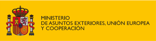 Logo del Ministerio de Exteriores de España, lleva a la página del ministerio de asuntos exteriores, se abre en otra pestaña