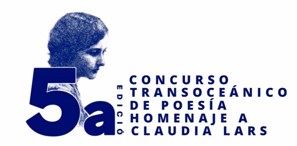Una fotografía de Claudia Lars y el texto 5a Edición Concurso Transoceánico de Poesía Homenaje a Claudia Lars