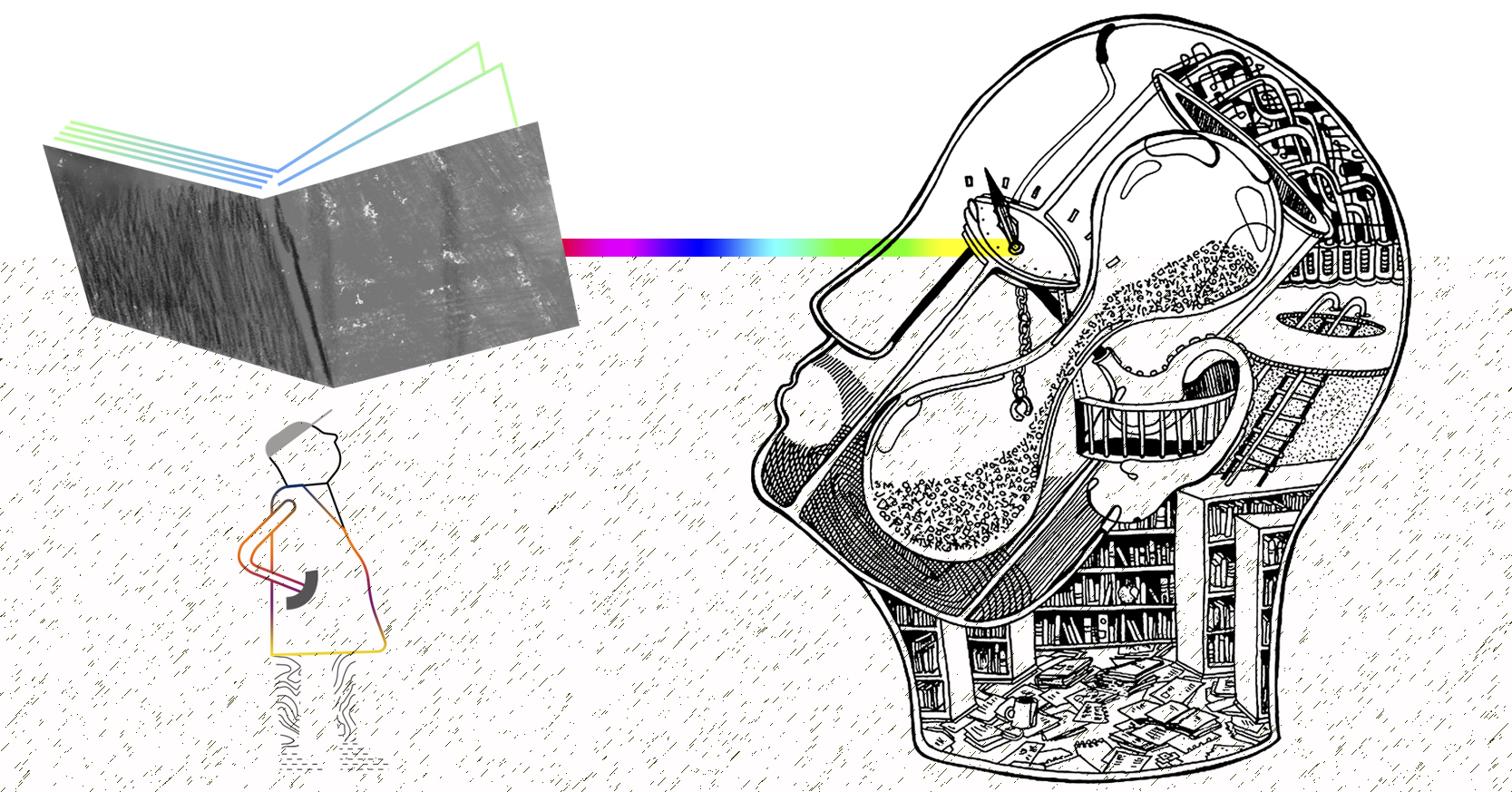 Cabeza de libro Las edades Papalota negra