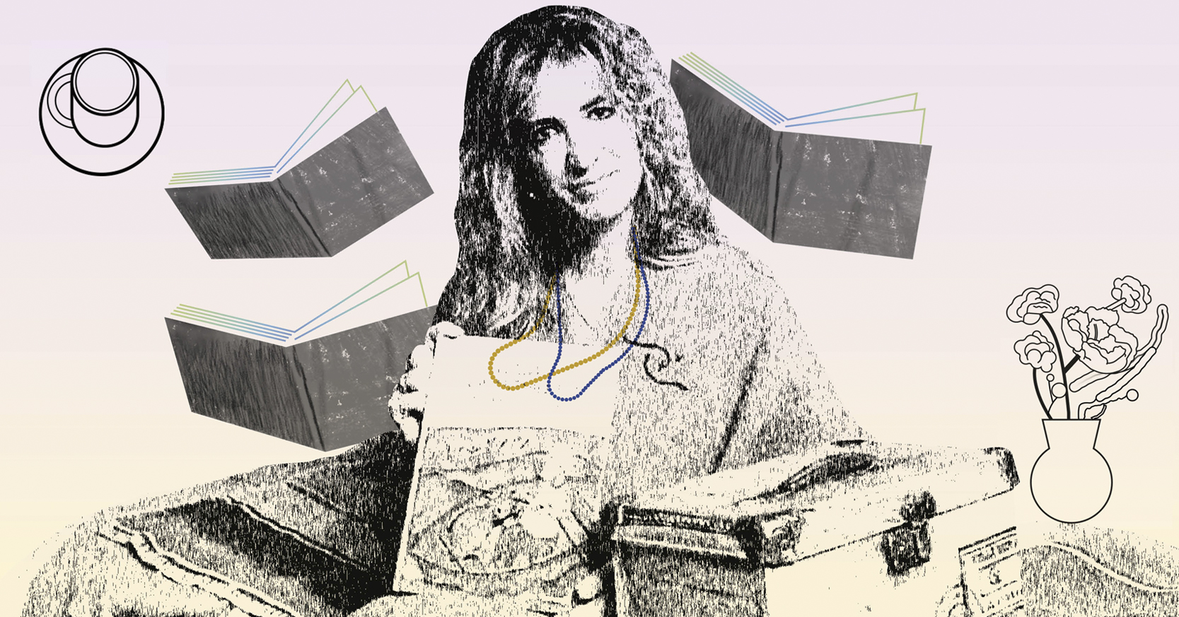 Cabeza de libro con Patricia Lobos